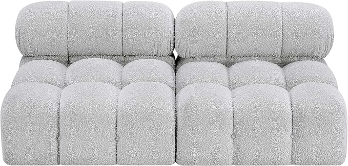 Meridian Furniture 611Grey-S68B Ames Collection Modern | Contemporary Modular Sofa with Rich Grey Boucle Fabric, Modular to Create Infinite Configurations, 68" W x 34" D x 28" H, Grey