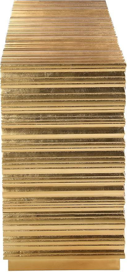 Meridian Furniture Golda Collection Modern | Contemporary Gold Leaf Sideboard/Buffet with Intricate Hand Carved Starburst Design, 66" W x 18" D x 31" H