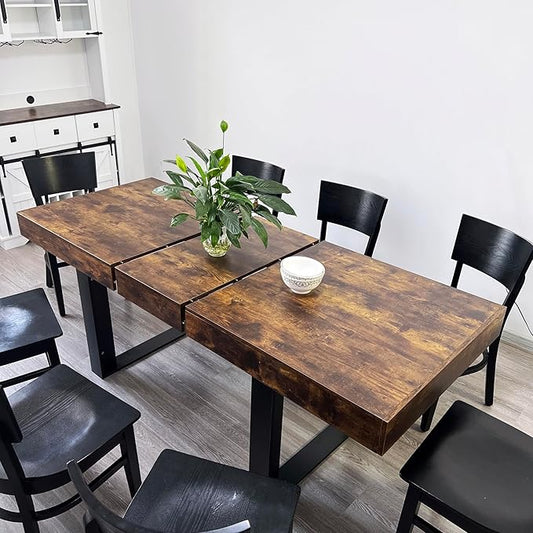 KEIKI 62.99'' to 78.7'' Extendable Dining Table, Modern Farmhouse Expandable Kitchen Table for 6-10 People, Large Wooden Conference Table