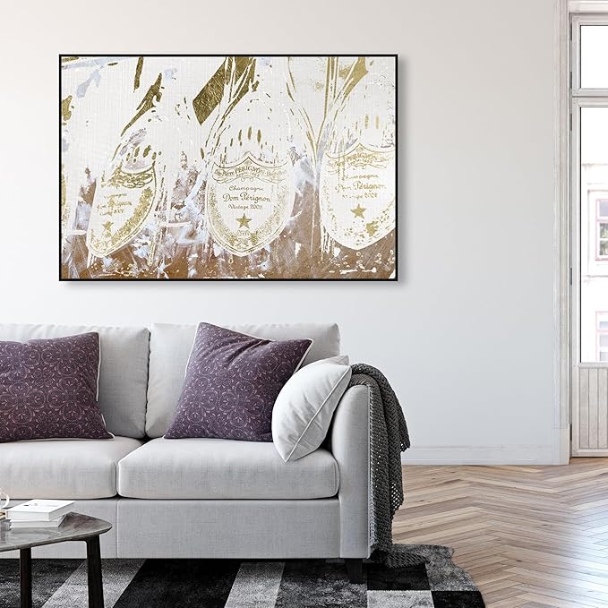 Drinks and Spirits Framed Wall Art Canvas Prints 'Champagne Showers' Champagne