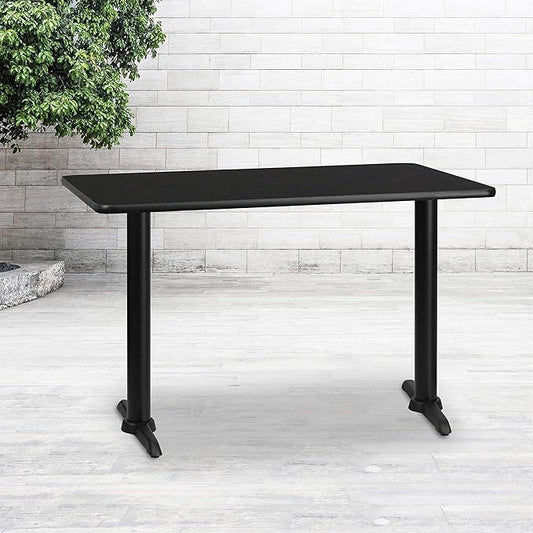Flash Furniture 30'' x 48'' Rectangular Black Laminate Table Top with 5'' x 22'' Table Height Bases