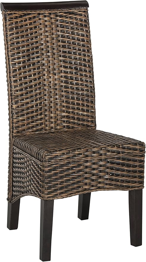 SAFAVIEH Home Collection - Ilya Brown Wicker Tall Back Dining Chair Set of 2 (SEA8017C-SET2)