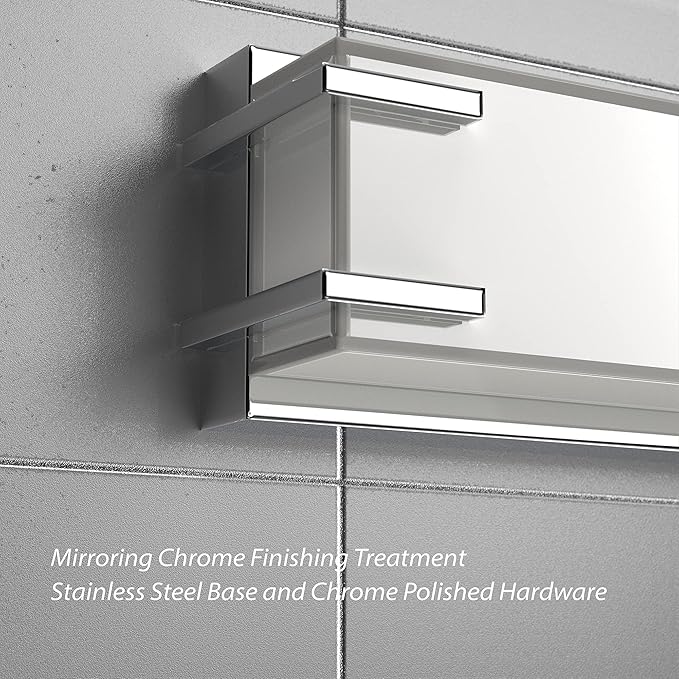 LED Bathroom Light Fixtures Over Mirror 24.4” Vanity Light with Milky White Lampshade 4000K Daylight Chrome Finishing Bath Bar (Chrome)