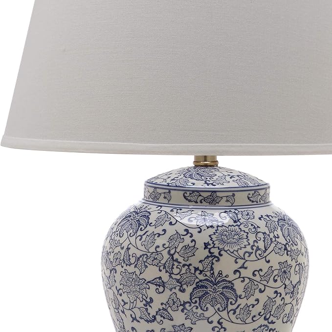 SAFAVIEH Lighting Collection – Spring Blossom Set of 2 Blue & White Floral Chinoiserie Table Lamps, 29-Inch Ceramic Lamps for Bedroom, Living Room, Home Office (LIT4170B-SET2)