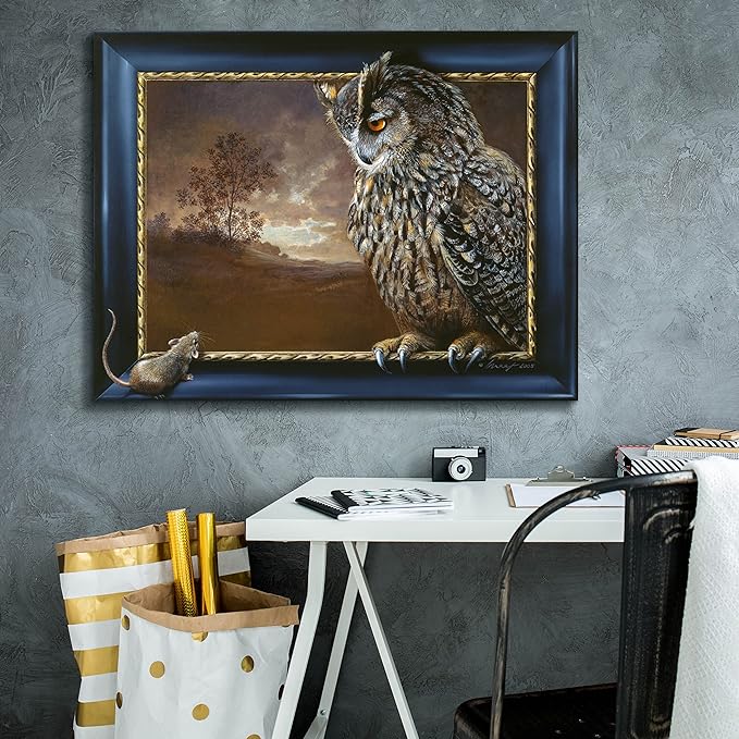 Epic Graffiti 'Eagle Owl and Mouse' by Harro Maass, Canvas Wall Art, 34"x26"