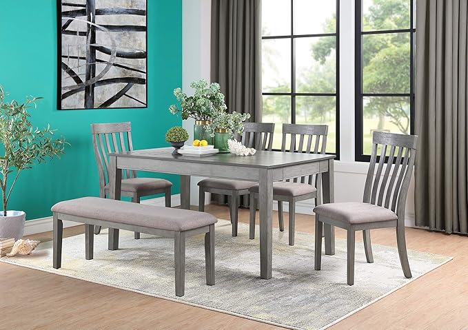 Homelegance Blair 60" Dining Table with Drawer, Grey
