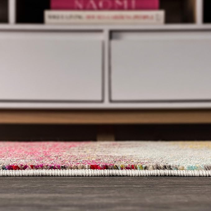 JONATHAN Y Modern Abstract Vintage Cream/Pink Indoor Area Rug, 4x6, Contemporary POP, Transitional, Easy-Cleaning for Living Room, Bedroom, Kitchen, Pet Friendly, Non-Shedding (CTP105B-4)
