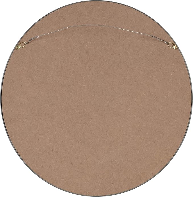 Kate and Laurel Travis Round Wood Wall Vanity Mirror, 22 Inch Diameter, Gray, Modern Circle Mirror for Use as Bathroom Mirror for Over Sink or Accent Entryway Mirror