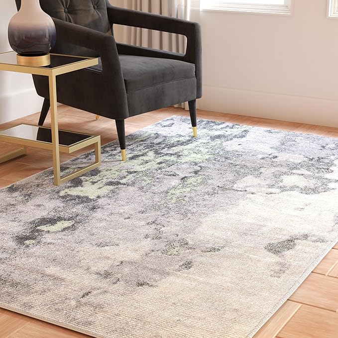 SAFAVIEH Adirondack Collection Area Rug - 6' x 9', Green & Grey, Modern Abstract Design, Non-Shedding & Easy Care, Ideal for High Traffic Areas in Living Room, Bedroom (ADR134F)