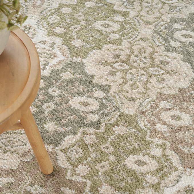 Nourison Home Grafix Green 9' x 12' Area Rug - Easy Clean, Non Shedding, Bed Room, Living Room, Dining Room, Kitchen (9' x 12')