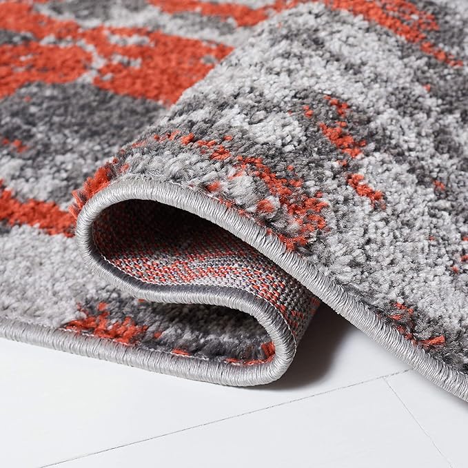 SAFAVIEH Adirondack Collection Runner Rug - 2'6" x 6', Orange & Grey, Modern Abstract Design, Non-Shedding & Easy Care, Ideal for High Traffic Areas in Living Room, Bedroom (ADR134P)