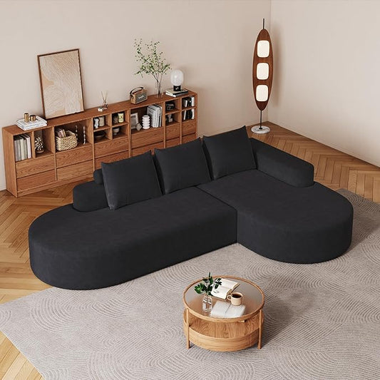 Cloud Modular Sectional Sofa with Curved Chaise Lounge,108.5" Oversized Modern Memory Foam Couch, Ergonomic BonelessModular Floor Sofa with High-for Living Room, Apartment & Office | Deep Seat, Wider Armrest, Free Combination