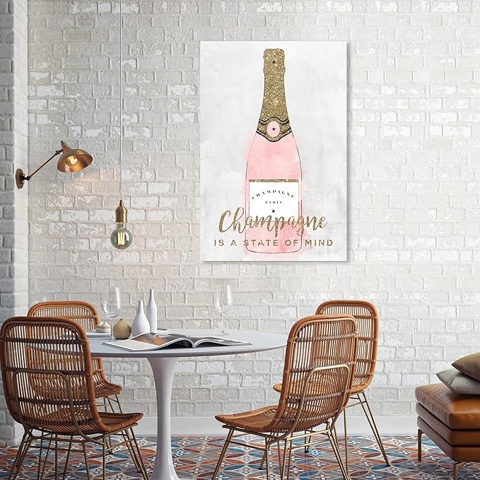 The Oliver Gal Artist Co. Drinks and Spirits Wall Art Canvas Prints 'Champagne Mind Glitter' Champagne