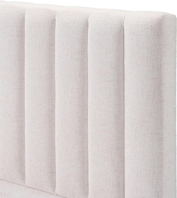 Merax King Bed Frame Upholstered Platform Bed with Linen Headboard, Wing Edge Design/Non-Slip and Noise-Free/Wooden Slats Support/No Box Spring Needed/Easy Assembly,King