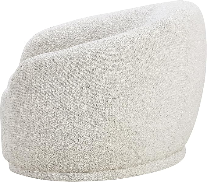 Meridian Furniture 693Cream-C Hyde Collection Modern | Contemporary Boucle Fabric Upholstered Accent Chair with Rounded Back, Cream, 42" W x 38" D x 27.5" H
