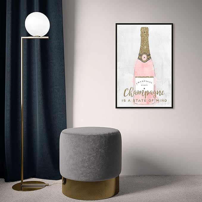 The Oliver Gal Artist Co. Drinks and Spirits Wall Art Framed Canvas Prints 'Champagne Mind Glitter' Champagne