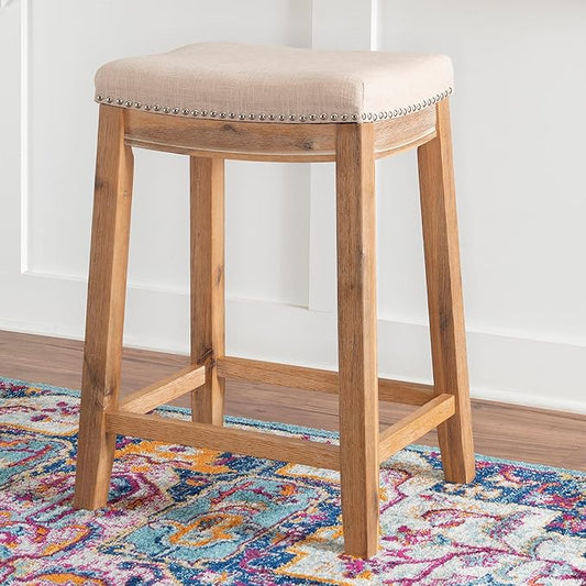 Linon Home Décor Kingston Acacia Counter Stool, Brown