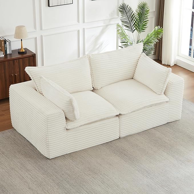 78.8" Cloud Loveseat Boneless Sofas for Living Room, 2 Seaters Modular Foam Cloud Sofa Couches, 2 Seat Compression Foam Couch with Headrests, No Assembly Required