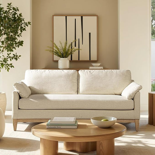 Jennifer Taylor Home Pasadena 75.5" Modern Farmhouse Sofa, Flax White Linen