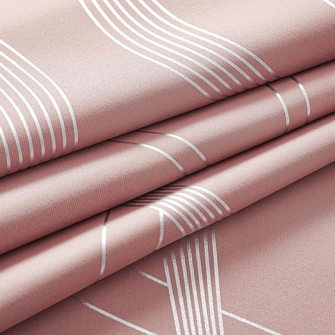 NICETOWN 100% Blackout Pink Curtains for Bedroom and Living Room, Easy Care Solid Thermal Insulated Grommet Panels and Drapes for Bedroom Decoration, 52" x 72", 2 Panels