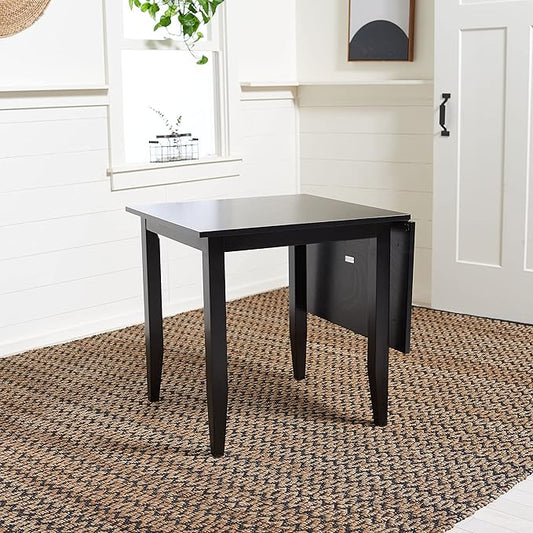 SAFAVIEH Home Collection Miliano Matte Black Drop End Leaf Dining Room Table DTB1404A