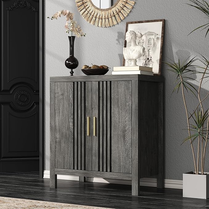 Sideboard Buffet Cabinet with Storage, Farmhouse Storage Cabinet Kitchen Buffet Cabinets, Wood Coffee Bar Sideboard for Kitchen, Entryway, Living Room, Grey Oak