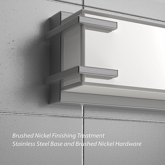 Bathroom Light Fixture Over Mirror 16" Vanity Light with Milky White Lampshade 4000K Daylight Brushed Nickel Bath Bar (Brushed Nickel)