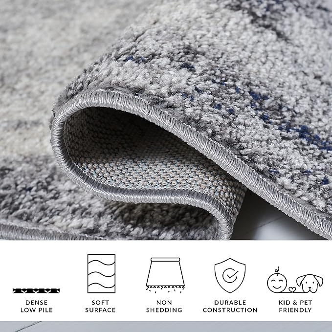 SAFAVIEH Adirondack Collection Area Rug - 6' x 9', Navy & Grey, Modern Abstract Design, Non-Shedding & Easy Care, Ideal for High Traffic Areas in Living Room, Bedroom (ADR134N)