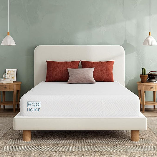 MLILY EGO White 10 inch Twin Memory Foam Mattress, Gel Green Tea Mattress Bed in a Box, CertiPUR-US Certified, 38"×75", Medium Firm