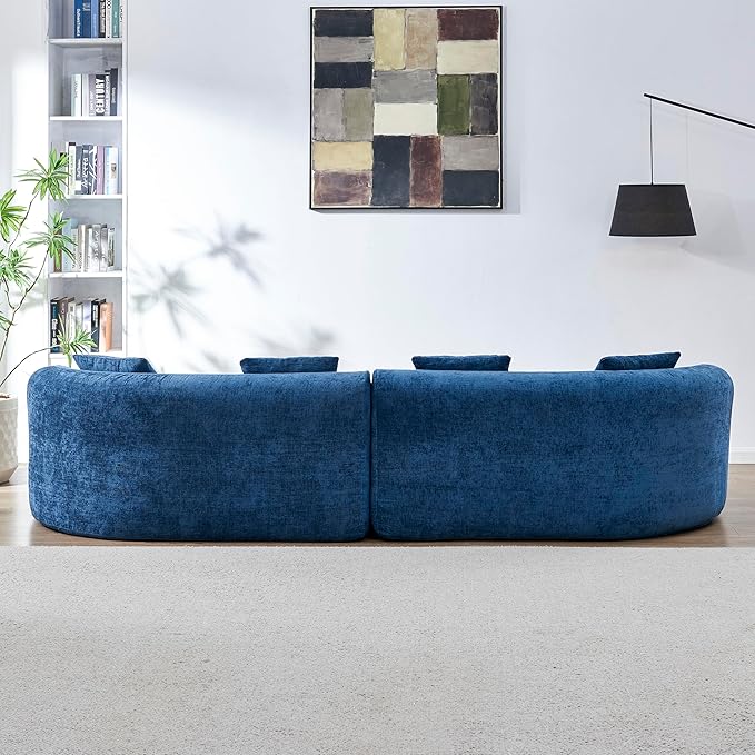 111" Curved Modular Sectional Sofa Couch, Deep Seat Boneless Cloud Couch with 4 Pillows, High Density Foam Floor Lounge Sofa for Living Room, Apartment,Premium Chenille Fabric | Breathable material, Softness