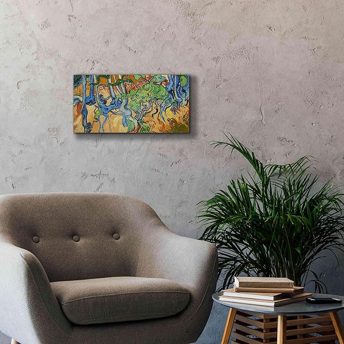 Epic Graffiti 'Tree Roots' by Vincent Van Gogh, Giclee Canvas Wall Art, 24"x12"