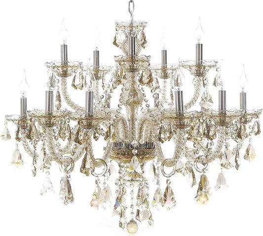 Generic Island Lights Crystals Chandelier 15 Lights Ceiling Fixtures Color Cognac