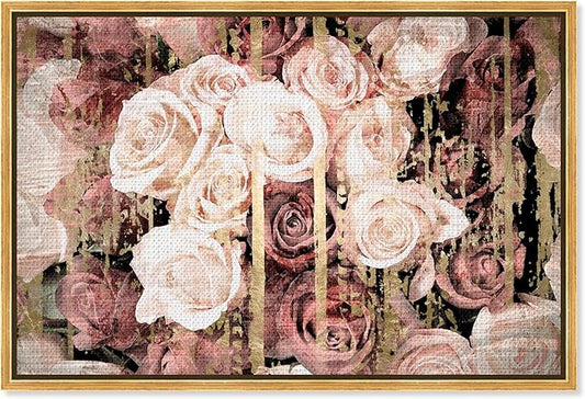 The Oliver Gal Artist Co. Floral and Botanical Framed Wall Art Canvas Prints 'Shabby Chic Romance' Florals