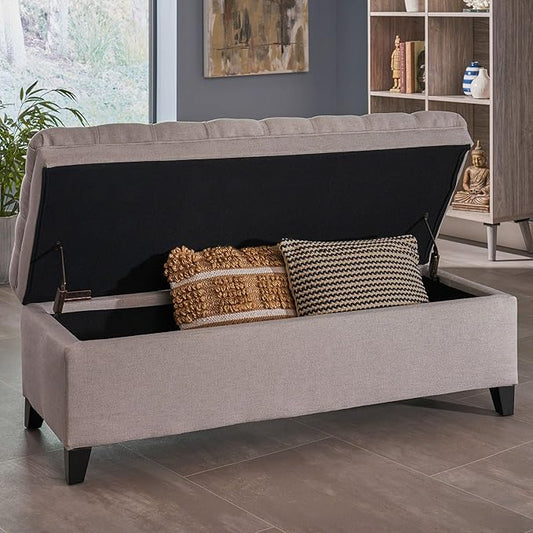 Christopher Knight Home Juliana Fabric Storage Ottoman, Light Gray