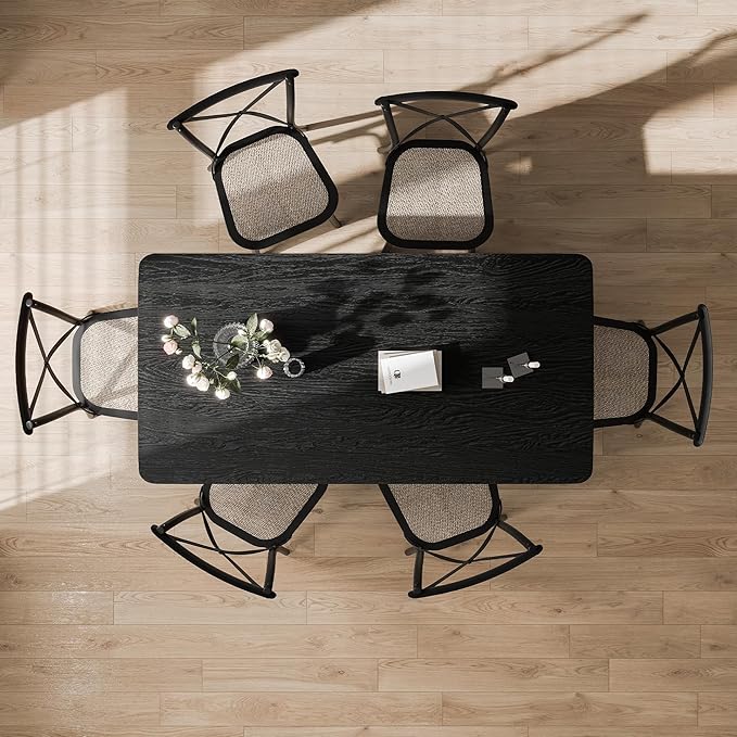 Casaphoria 67" Rectangular Dining Table, Modern Kitchen Table for 4-6, Farmhouse Style Large Table, Easy Assembly for Living Room, Kitchen, Bar, Black