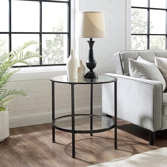 Crosley Furniture Aimee Small Side End Table with Storage Shelf for Living Room, Oil-Rubbed Bronze