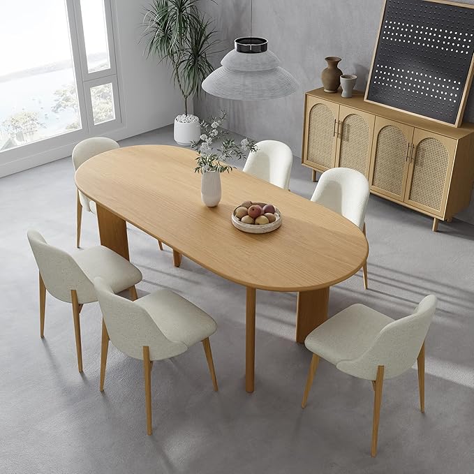 Casaphoria 67" Farmhouse Dining Table for 6，Wood Oval Living Room Table, Modern Kitchen Table with Sturdy Base & Thickened Tabletop, Easy to Assembly & Clean, Oak