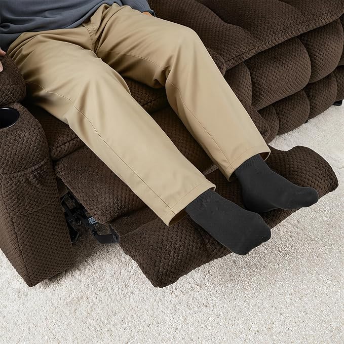 MCombo 57" Reclining Loveseat with Heat and Massage, Zero Gravity Recliner Loveseat Sofa with Dual USB Charging Ports for Living Room, Fabric 6314 (Brown)