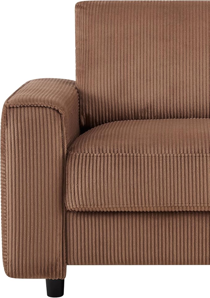 AC Pacific Derek Modern Corduroy Accent Chair for Living Room, Tufted Arm Chair with Plush Upholstery, High-Density Foam, Sleek Black Legs, Durable Wooden Frame, Chair, Brown