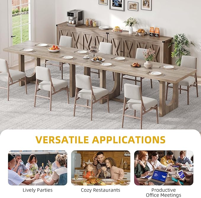 DWVO Dining Room Table for 6-8 People 70.86" Large Rectangle Dining Table Farmhouse Kitchen Table with Heavy Duty Wooden Base for Apartment Living Room Grey Oak