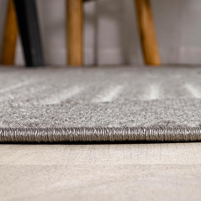 JONATHAN Y Nordby High-Low Arch Striped Gray/Cream Indoor/Outdoor Area Rug, 5x8, Contemporary, Bohemian, Transitional for Bedroom,Kitchen,Living Room,Non Shedding (SCN104C-5)