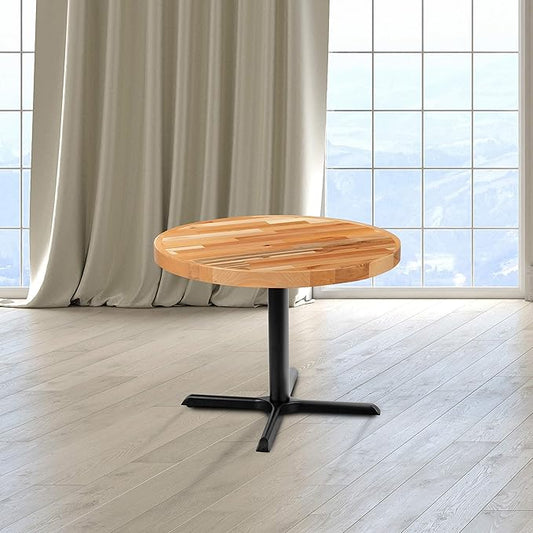 Flash Furniture Mayfair 30" Round Butcher Block Style UV Treated Commercial Grade Table Top