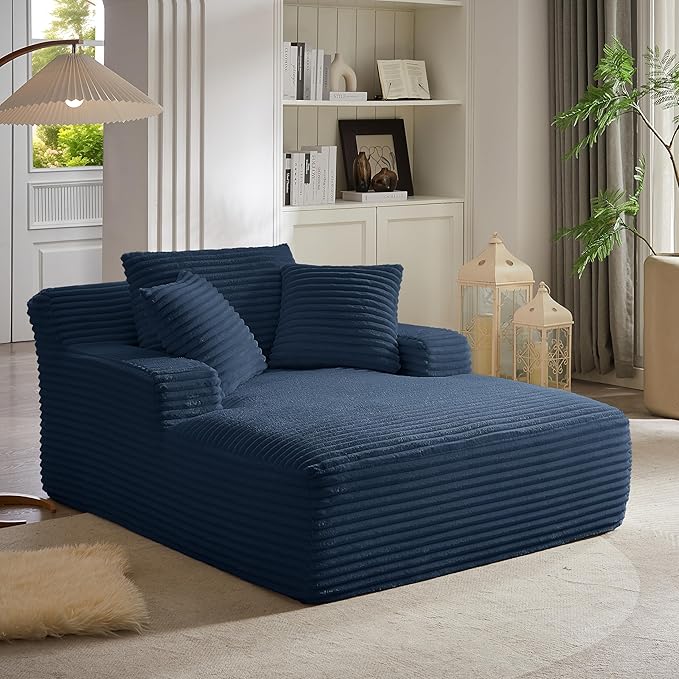 KEIKI 66" Oversized Chaise Lounge Chair Indoor, Minimalist Lounger for Small Spaces, Apartments & Studios, Comfy Low-Profile Sleeper-Style Seating for Relaxing, Reading & Unwinding