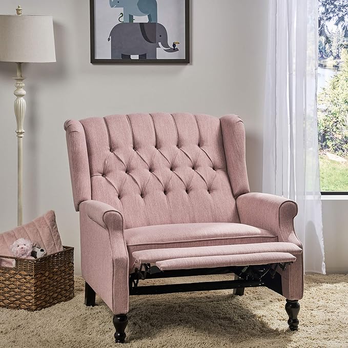 Christopher Knight Home Salome Push Back Recliner, Light Blush, Dark Brown