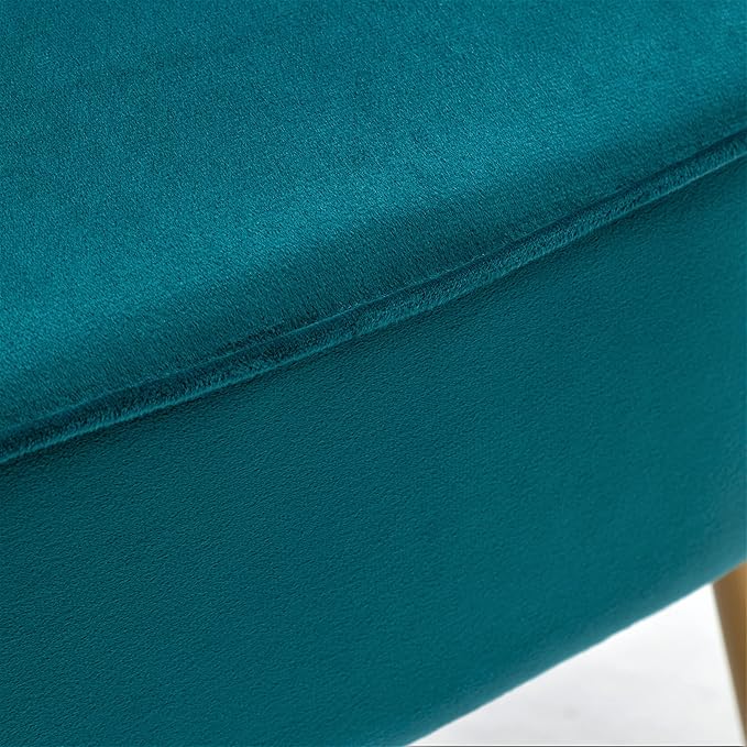 Modern Velvet Accent Chair for Living Room, Bedroom, or Entryway, Stylish and Comfortable Armless Design with Metal Legs, Greynish Blue