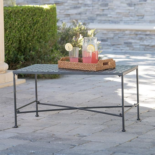 Christopher Knight Home Petra Iron Coffee Table, Black Brush Silver (296746)