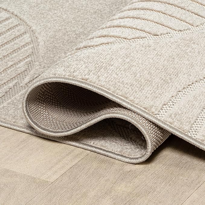 JONATHAN Y Nordby High-Low Arch Striped Ivory/Cream Indoor/Outdoor Runner Rug, 2x10, Pet Friendly, Non-Shedding, Stain Resistant, Easy-Cleaning for Backyard (SCN104B-210)