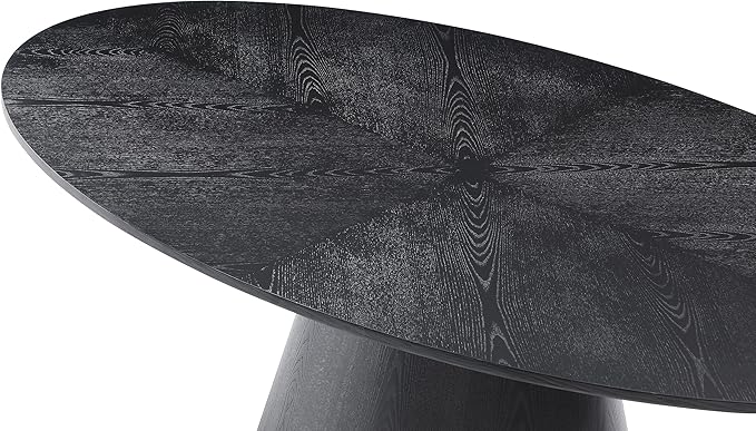 Meridian Furniture 848-T Gavin Collection Mid-Century Modern Oval Dining Table with Oak Wood Veneer in a Black Finish, 72" W x 43.5" D x 30" H, Black