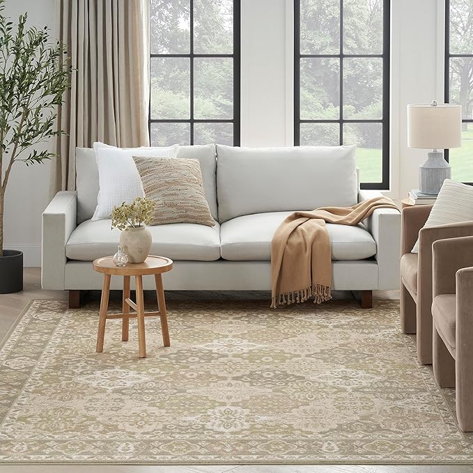Nourison Home Grafix Green 5'3" x 7'3" Area Rug - Easy Clean, Non Shedding, Bed Room, Living Room, Dining Room, Kitchen (5' x 7')