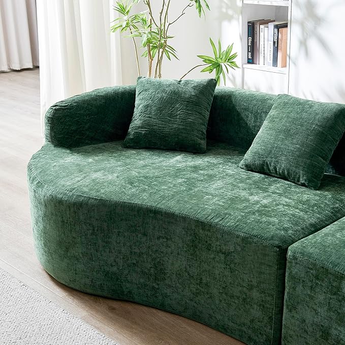 111" Curved Modular Sectional Sofa Couch, Deep Seat Boneless Cloud Couch with 4 Pillows, High Density Foam Floor Lounge Sofa for Living Room, Apartment,Premium Chenille Fabric | Breathable material, Softness